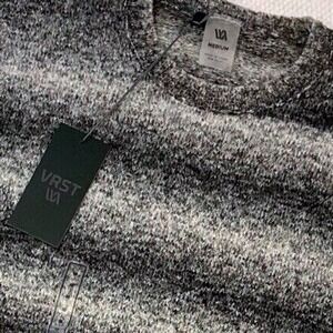 VRST Men Relaxed Cozy Sweater Charcoal Multi Ombre Stripe Medium MAX200337